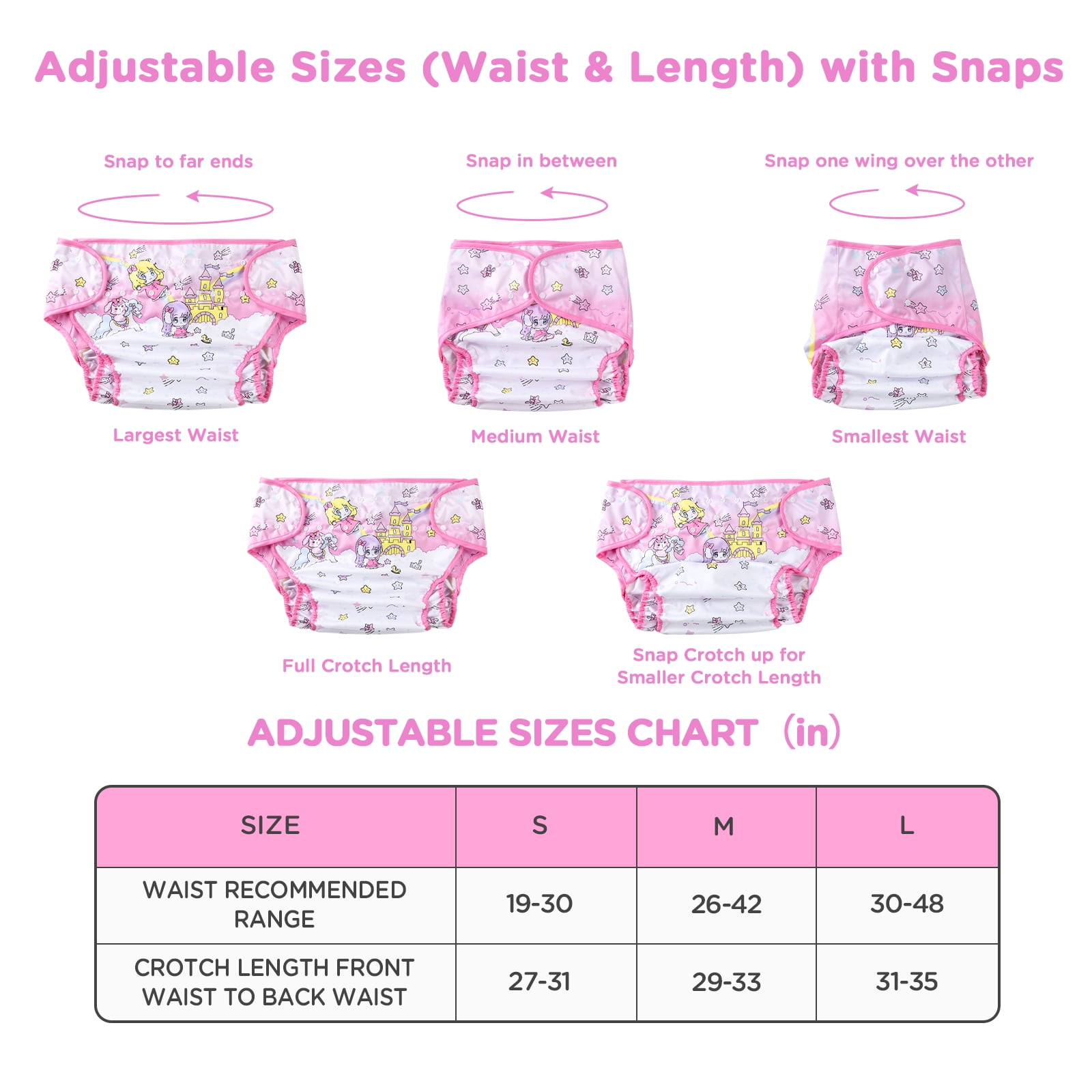 LittleForBig Washable Adjustable Reusable Waterproof Cloth Adult Diaper Wrap Cover - Fairy Littles in Dreamland M