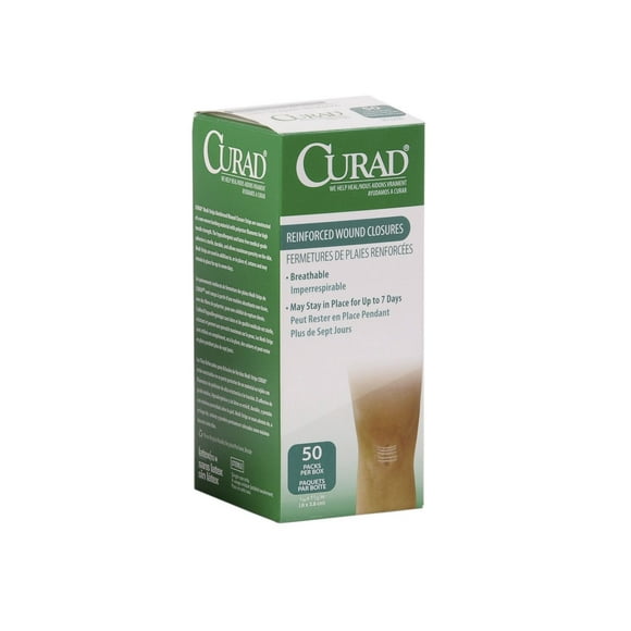 CURAD Bandes Médi-Stériles Stériles Renforcées, 1/4 Pouces x 1 1/2 Pouces, Hypoallergéniques, 50 Paquets, 300 Bandes
