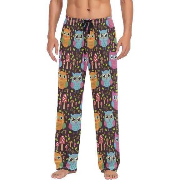 GZHJMY Owl Pajama Pants for Men, Lounge Pants Lightweight Men Pajama Bottoms with Drawstring Pockets, Christmas New Year Birthday Gifts, X-Large