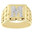 thumbnail image 2 of Real 10K Yellow Gold Diamond Cut Initial Letter M Statement Pinky Ring 11.50mm, 2 of 5