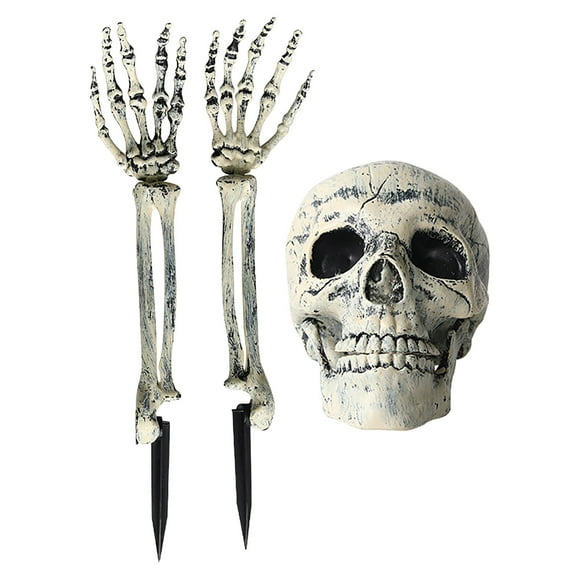 TopLLC Halloween Decor Fall Decor Halloween Skeleton Prop Human Full Size Skull Hand Garden Model Decor Halloween Party Favor