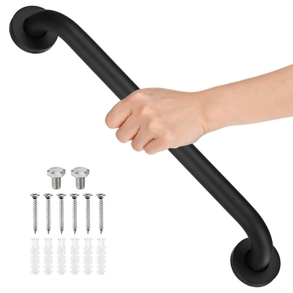 1-Pack 16 Inch Anti Slip Grab Bars, Stainless Steel Safety Shower Handle for Toilet/Elderly Assist Bath Handle [Black]