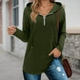 thumbnail image 4 of Quarter Zip Pullover Women 2025 Fall Winter Long Sleeve Plain Hoodie Hooded Sweatshirt Pullover Tops, 4 of 6