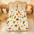 thumbnail image 5 of Homewish Cute Cartoon Mushrooms Bed Sheets,Kawaii Floral Plants Full Size Sheets,Beige,4pcs,1 Flat Sheet, 1 Fitted Sheet and 2 Pillowcases, 5 of 6