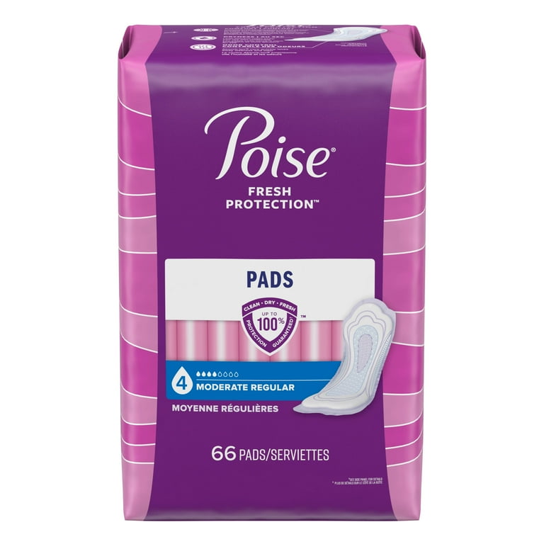 Poise Incontinence Pads for Women, 4 Drop, Moderate Absorbency