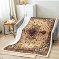 thumbnail image 2 of Oriental Floral Sherpa Blanket Vintage Flower Blanket for Kids, Persian Medallion Throw Blanket for Chair Retro Aesthetic Fleece Blanket Baby Size, Boho Paisley Plush Blanket Breathable, 2 of 6