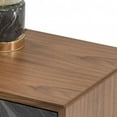 thumbnail image 6 of Mid Century Walnut and Gray Faux Marble Two Drawer Nightstand, 6 of 8