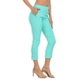 thumbnail image 4 of HDE Pull On Capri Pants For Women with Pockets Elastic Waist Cropped Pants Turquoise - L, 4 of 7