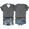 thumbnail image 4 of MIXUE Boho Tops For Women Summer Solid Color V Neck Short Sleeve Pullover Shirts For Women T-shirts Activewear,Gray,XXXXL, 4 of 4