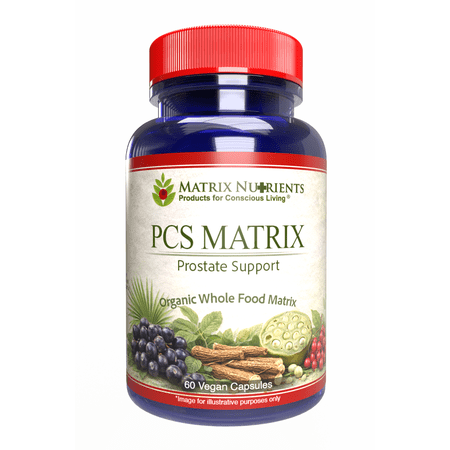 PCS MATRIX - Lower PSA Levels for Healthy Prostate - 100% Natural Ingredients: Saw Palmetto, Rabdosia, Scute, Plantago Focium, Chrysantaomum, Ganoderma, Lotus Seed - Vegan Capsules (60ct)