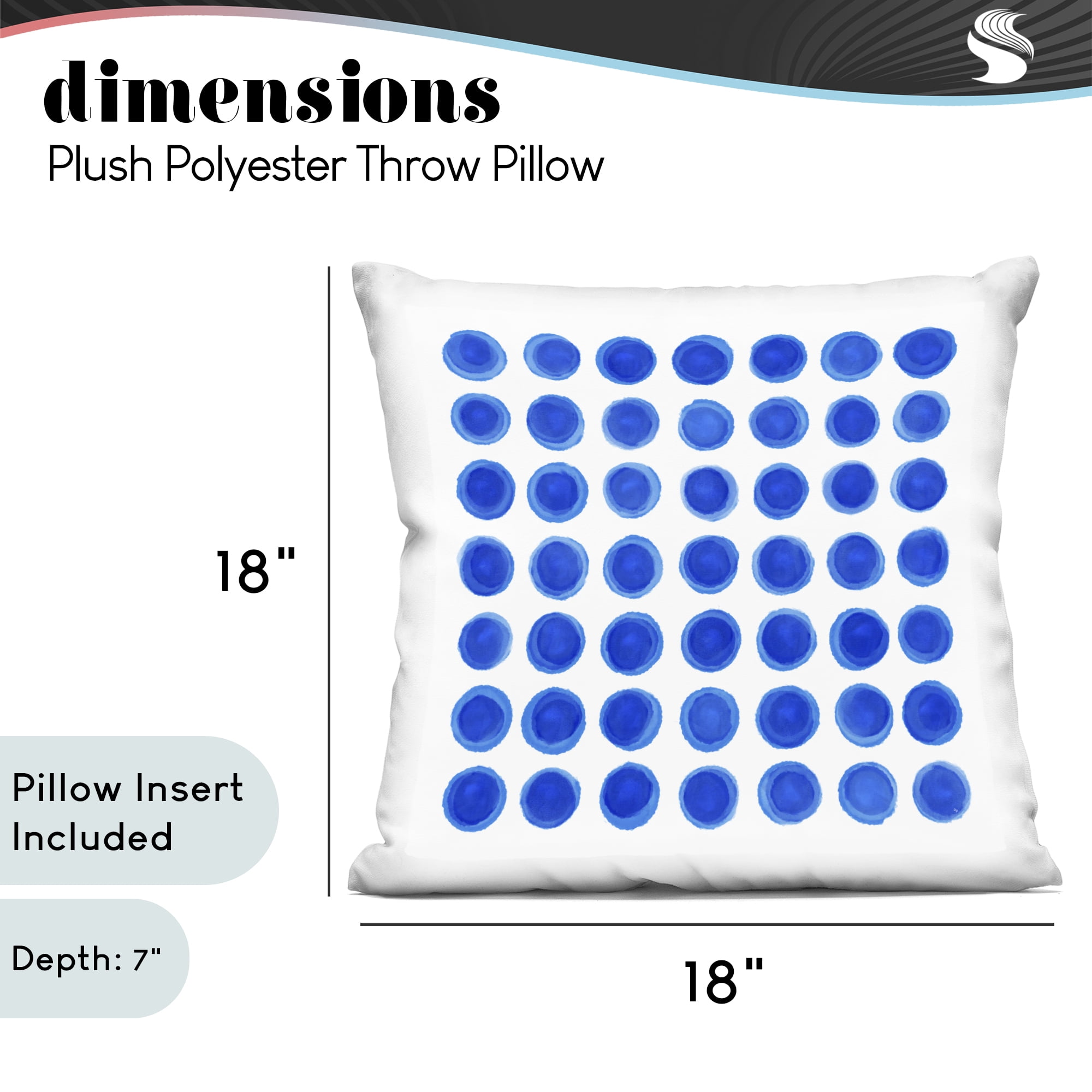 Stupell Industries Blue Dots Uniform Pattern Decorative Printed Throw Pillow, design by Martina Pavlova, 18 x 7 x 18