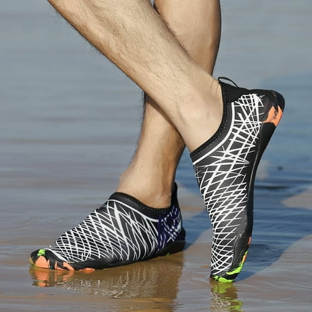 

Yoslce Water Shoes Men Women Yoga Surf Outdoor Water Sport Diving Swim Beach Snorkeling Socks Black Sneakers for Men White 39