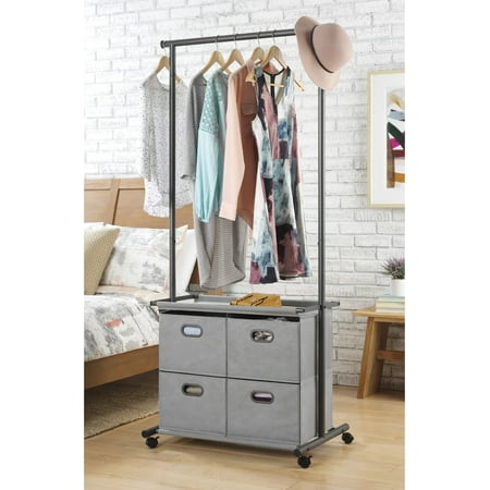 Whitmor 4-Drawer Rolling Garment Rack - Closet Organizer - Gray