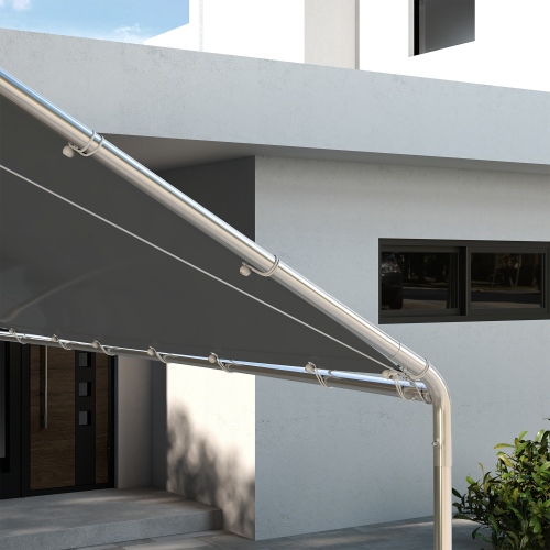 Outsunny 10' x 20' Carport Replacement Top Canopy Cover, UV Resistant and Water Resistant Car Port Portable Garage Tent Cover with Ball Bungee Cords, Dark Gray, Only Cover