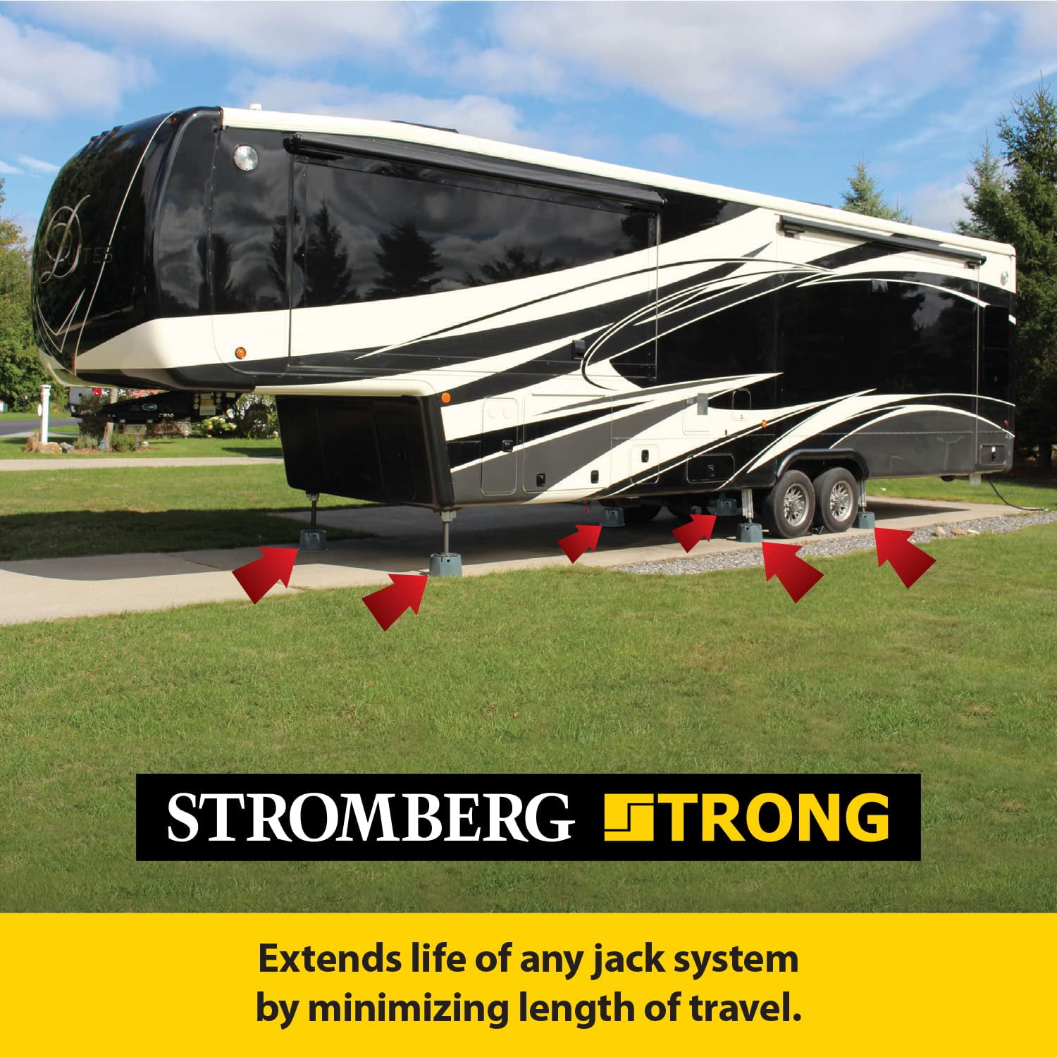 Stromberg Carlson Base Pad Extreme - 7" Block, 6000 lb Max Capacity - Camper Accessories for Travel Trailers, RV Accessories, Jack Stands, Trailer Jack, Trailer Jack Block, RV Jack Pads (6 Pack)