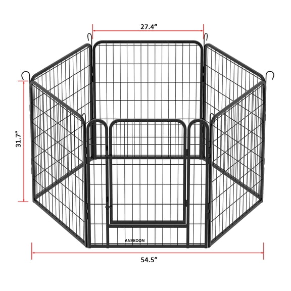 Anykoon 31.7"H 6 Panels Heavy Duty Metal Playpen with door, Dog Fence Pet Exercise Pen for Outdoor, Indoor