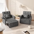 thumbnail image 4 of Vabches 3 in 1 Sofa Recliner with USB Port, Velvet, Convertible Bed and Chair, for Home or Office, Gray, 4 of 7