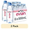(2 pack) evian Natural Spring Water, 16.9 fl oz, 6 Pack Bottles