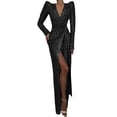 thumbnail image 4 of Vestido de noche sexy con lentejuelas y abertura en la cola para banquete para mujer, 4 of 5