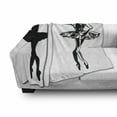 thumbnail image 3 of Ballet Soft Flannel Fleece Throw Blanket, Silhouette of 2 Female Ballerinas in Classic Dresses on Stage Performance Arts, Cozy Plush for Indoor and Outdoor Use, 50" x 60", Black White, by Ambesonne, 3 of 6
