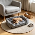 thumbnail image 5 of Sahpxhe Dog Bed, Rectangular High Bolster Warm Plush Pet Bed With Geometric Line Print For Indoor Cats And Small Medium Dogs, 5 of 5