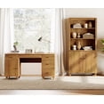 thumbnail image 4 of WAMPAT Home Office Furniture Set, 58" Executive Desk with Charging Station and Cabinet, 71" Tall Bookcase with Doors and Adjustable Shelves for Living Room, Dark Brown Wood, 4 of 9