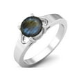 thumbnail image 2 of Mooneye 925 Sterling Silver 6mm Round Shape Labradorite Solitaire Wedding Ring for Women, 2 of 4