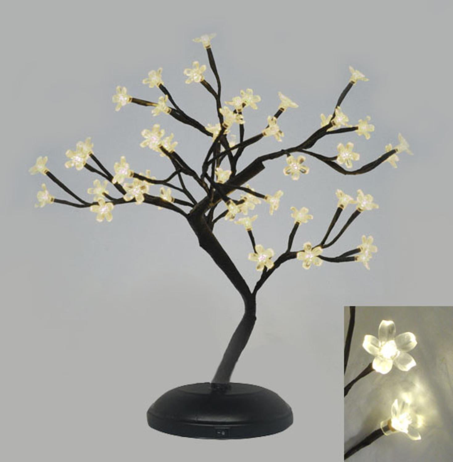 18" Asian Fusion Battery Operated LED Lighted Bonsai Floral Blossom