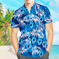 thumbnail image 4 of Camisas Hombres Camisas de manga corta con estampado floral azul Ropa diaria Camisas deportivas al aire libre, 4 of 5