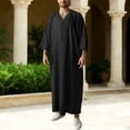 thumbnail image 2 of Linen Thobe Traditional Long Shirt For Men Featuring Side Pockets And Breathable Fabric Ideal For Casual Everyday Wear, 2 of 5