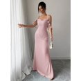 thumbnail image 6 of Dusty Pink Womens Satin Mermaid Dress With Floral Strap Accents Sleeveless Sweetheart Neck, 6 of 8