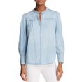 thumbnail image 1 of Joie Womens Pleated Button Up Shirt, Blue, X-Small, 1 of 1
