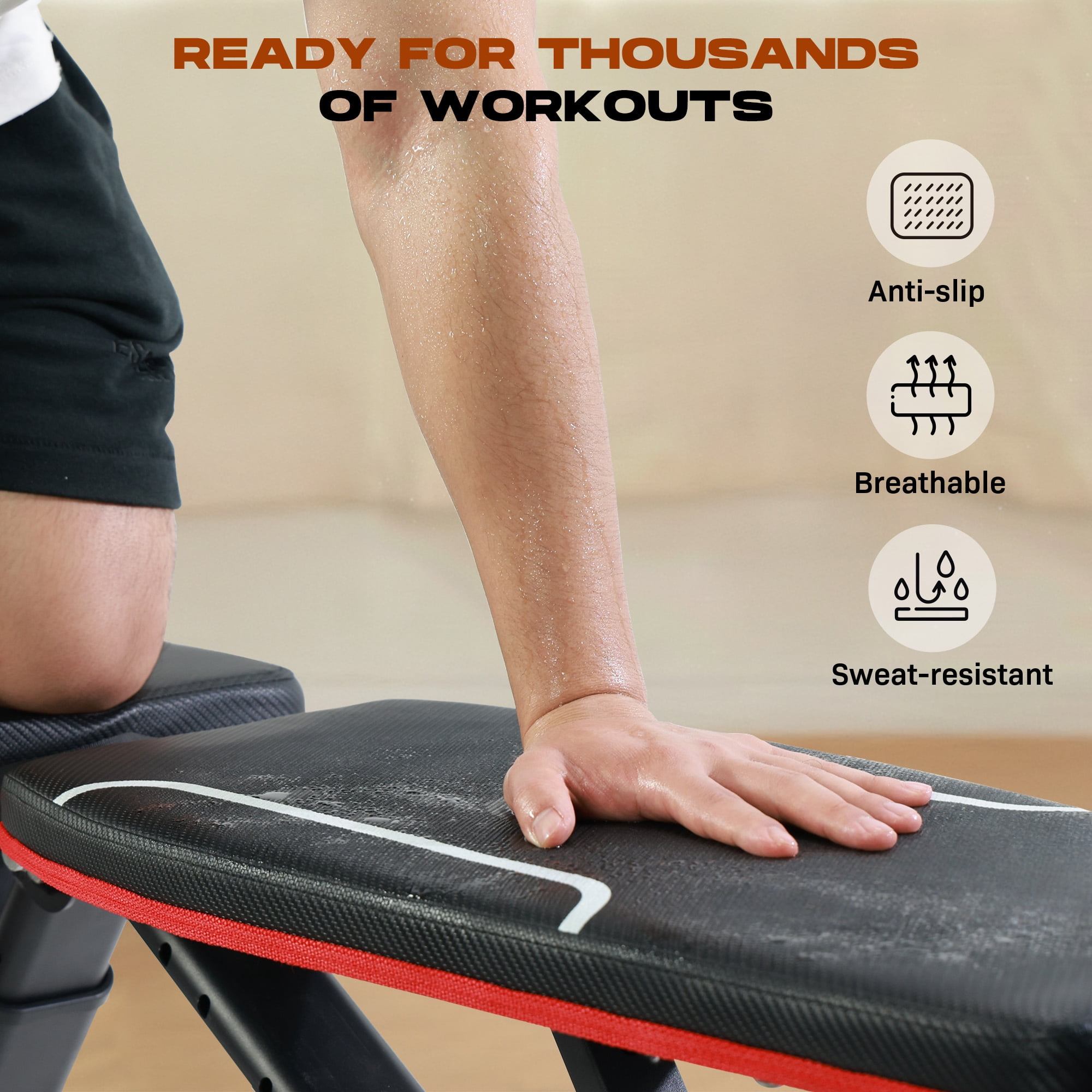 WARIOUT Folding Weight Bench, 880LB Capacity Workout Bench for Home Gym Strength Training