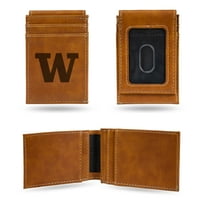 Washington University Laser Engraved Brown Front Pocket Wallet
