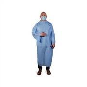 T-Style Isolation Gown LLDPE, Large, Light Blue, 50/Carton