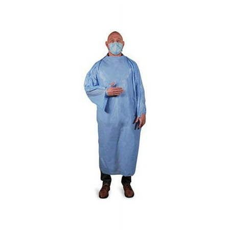 T-Style Isolation Gown LLDPE, Large, Light Blue, 50/Carton