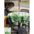 thumbnail image 5 of Outdoor Tablecloth with Umbrella Hole for Patio/Picnic/Party/Camping, Spring Leaves Waterproof Table Cloth Square Cover Washable, Pastoral Garden Botanical Gray Plaid (60"x 60"), 5 of 8