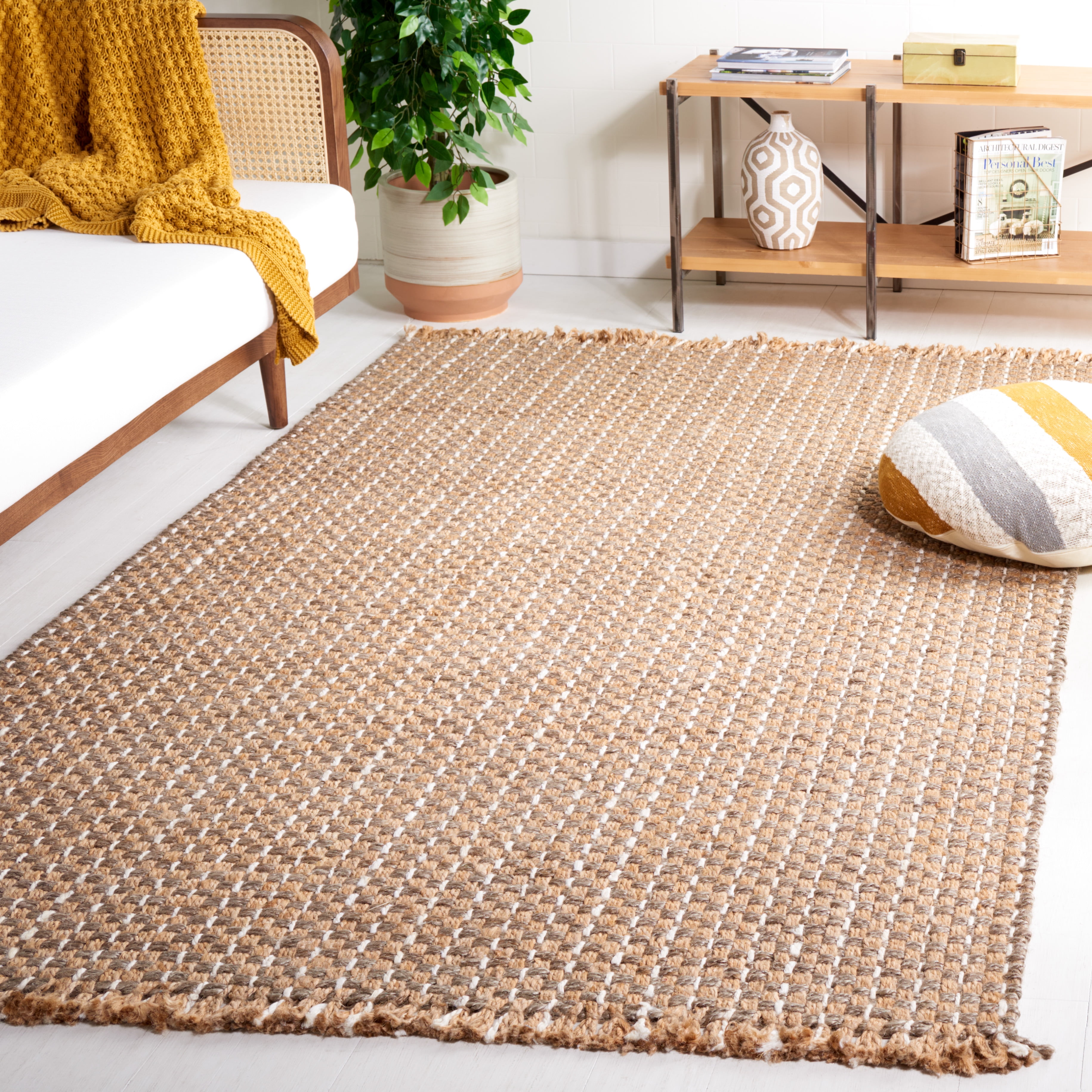 SAFAVIEH Natural Fiber Terrance Solid Area Rug, Natural/Ivory, 5' x 8'