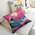thumbnail image 5 of Waves and Sunrise Linen Throw Pillow Covers Boho Decorative Pillow Cases 18x18 inch Cushion Case Set of 4 Couch Pillows Cover for Sofa Bedroom Living Room Car, 5 of 8