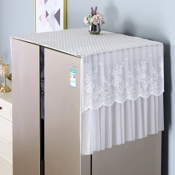Nvzi 1 pieza de cubierta antipolvo para refrigerador de una puerta y dos puertas, cubierta antipolvo para tambor de lavadora, cubierta antipolvo impermeable para protección solar, 55 x 60 cm (blanca)