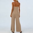 thumbnail image 2 of Wide Leg Jumpsuits for Women Adjustable Spaghetti Strap V Neck Split One Piece Long Romper Pants Dressy Casual (M, Khaki), 2 of 8