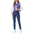 thumbnail image 2 of Chaleco sin mangas de mezclilla lavado para mujer INSPIRE CHIC con botones y bolsillos morado S, 2 of 6