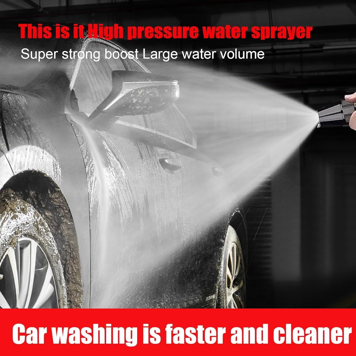 1/2Set High Pressure Hose Nozzle with Connector Set,Sturdy Adjustable Garden Hose Sprayer for Car Washing & Outdoor Cleaning