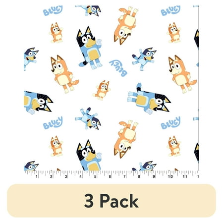 (3 pack) Springs Creative Bluey and Family Logo Toss Fat Quarter Fabric