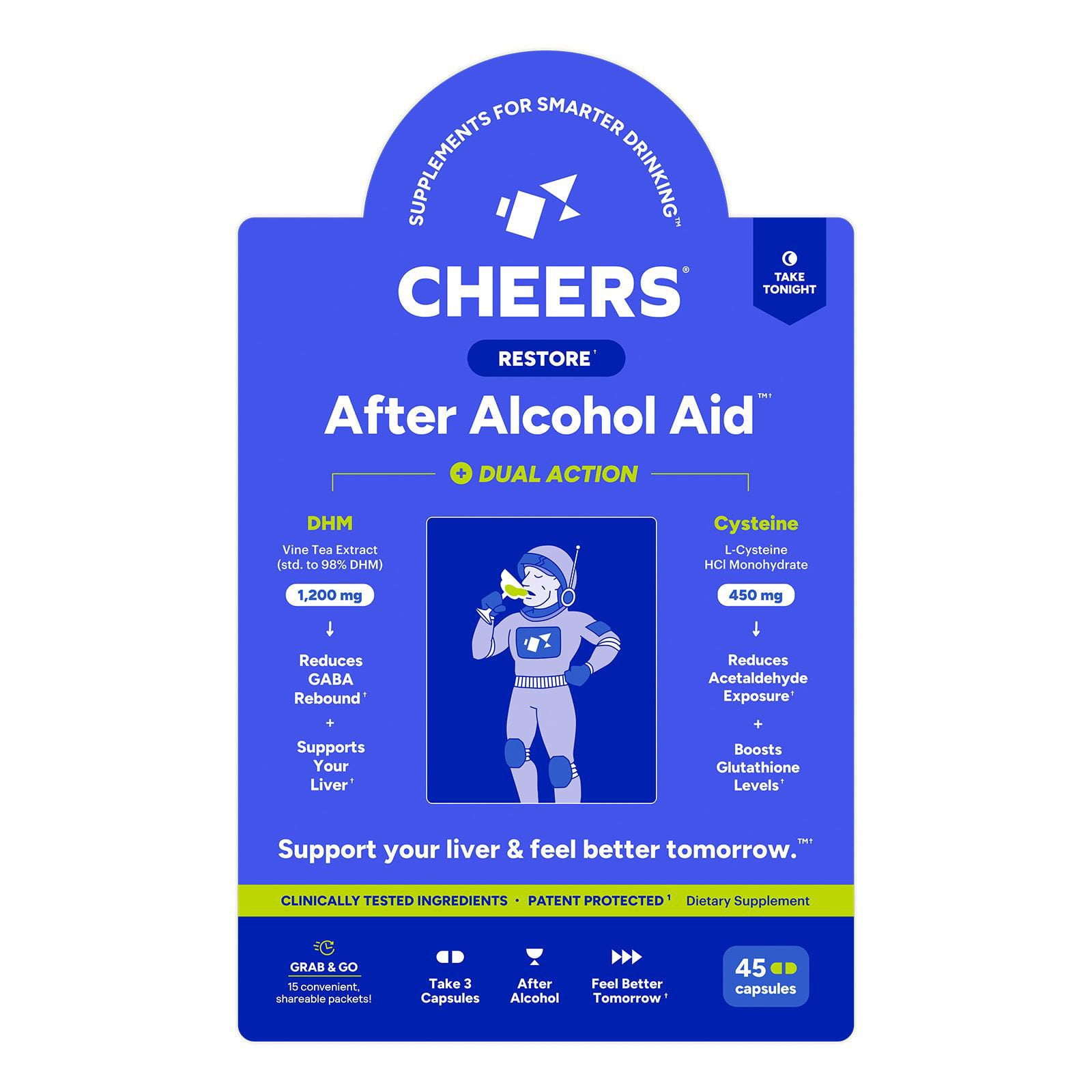 when to take glutathione for hangover Customer reviews for Cheers Restore After Alcohol Aid, 45 ct