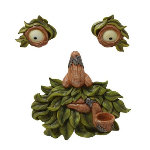 Árbol cara decoración escultura arte jardín decoración ojos pueden brillar en la oscuridad