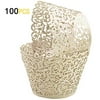 GOLF 100Pcs Cupcake Wrappers Artistic Bake Cake Paper Filigree Little Vine Lace Laser Cut Liner Baking Cup Wraps Muffin CaseTrays for Wedding Party Birthday Decoration (Beige)