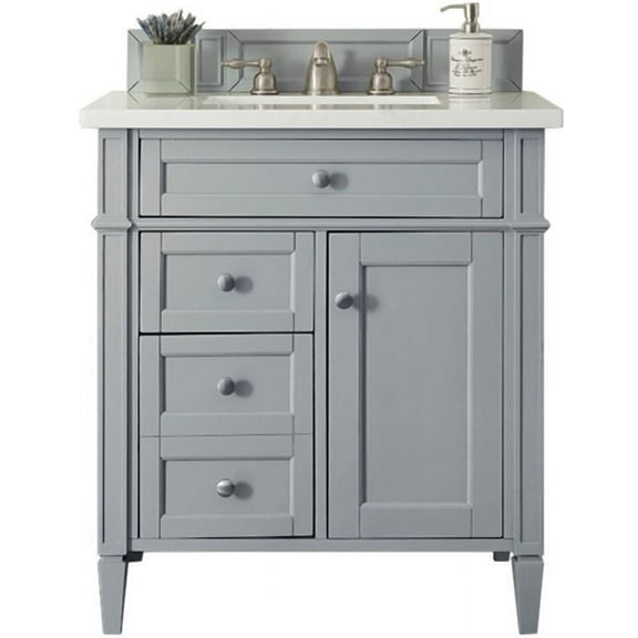 James Martin Vanities 650-V30-3Car Brittany 30" Single Basin Poplar Wood Vanity Set - Grey
