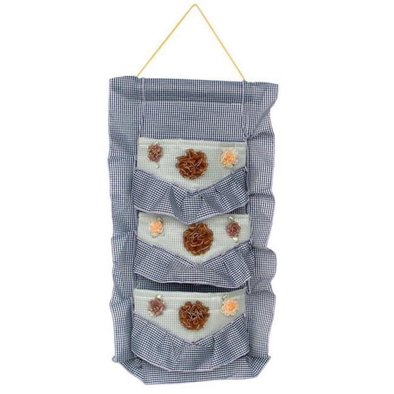 YF-WH050 Plaid and Lace Blue/Wall Hanging/Wall Organizers /Baskets /Hanging Baskets/Baskets