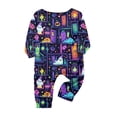thumbnail image 4 of Halloween Pjs, Halloween Family Matching Pajamas Set, Purple Neon Ghost Door Pumpkin Stair Long Sleeve Sleepwear, Graphic Loungewear, Soft Cozy Holiday Nightwear for Parties & Gatherings, 12 M, 4 of 5